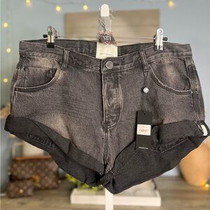 One Teaspoon Black Distressed Jean Shorts High-Waisted